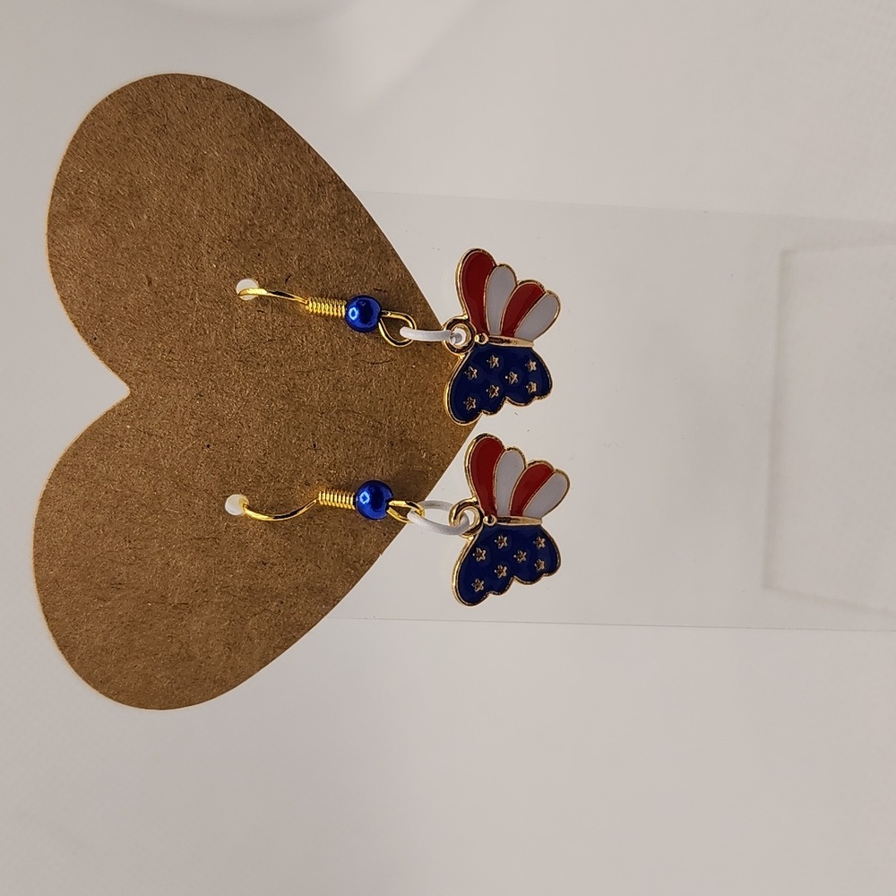 American Flag Butterfly Earrings
